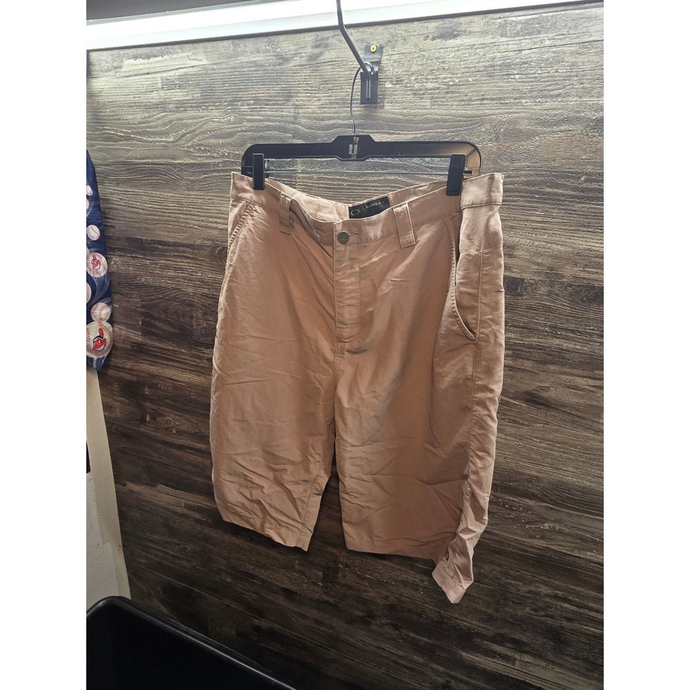 Oakley Mens Tan Khaki Casual Outdoor Shorts Size 36W Embroidered Logo golf hike